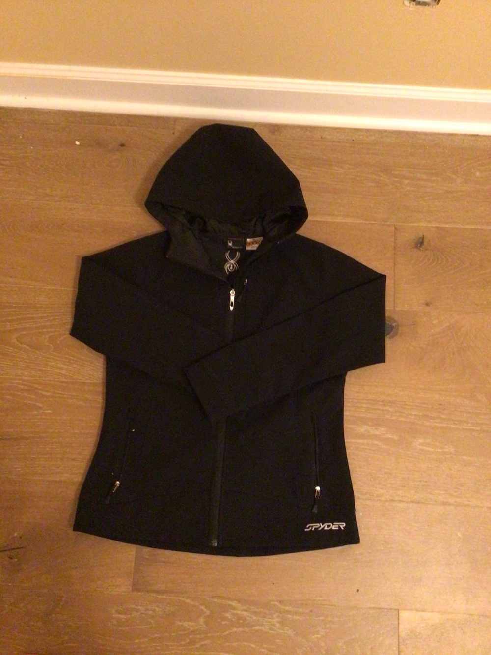 Spyder Women's Black Hooded Softshell Jacket with Logo